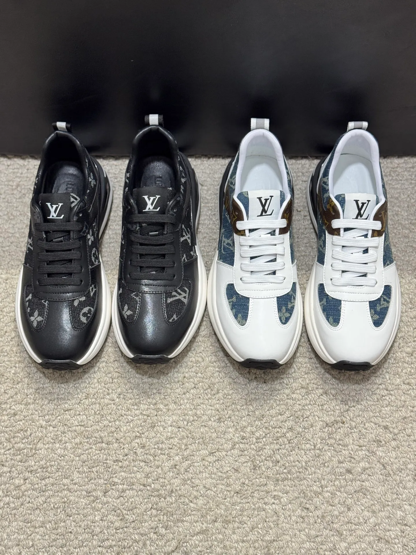 Men's shoes 💰440 [New style] 🐛🐛Top original Louis Vuitton®️ trendy and fashionable yet low-key men's casual shoes, LV cowhide leather upper with denim, comfortable and breathable, sheepskin lining, original rubber outsole, 2 colors available ~ a must-have for stylish men. Size: 38-44 (45 customized
